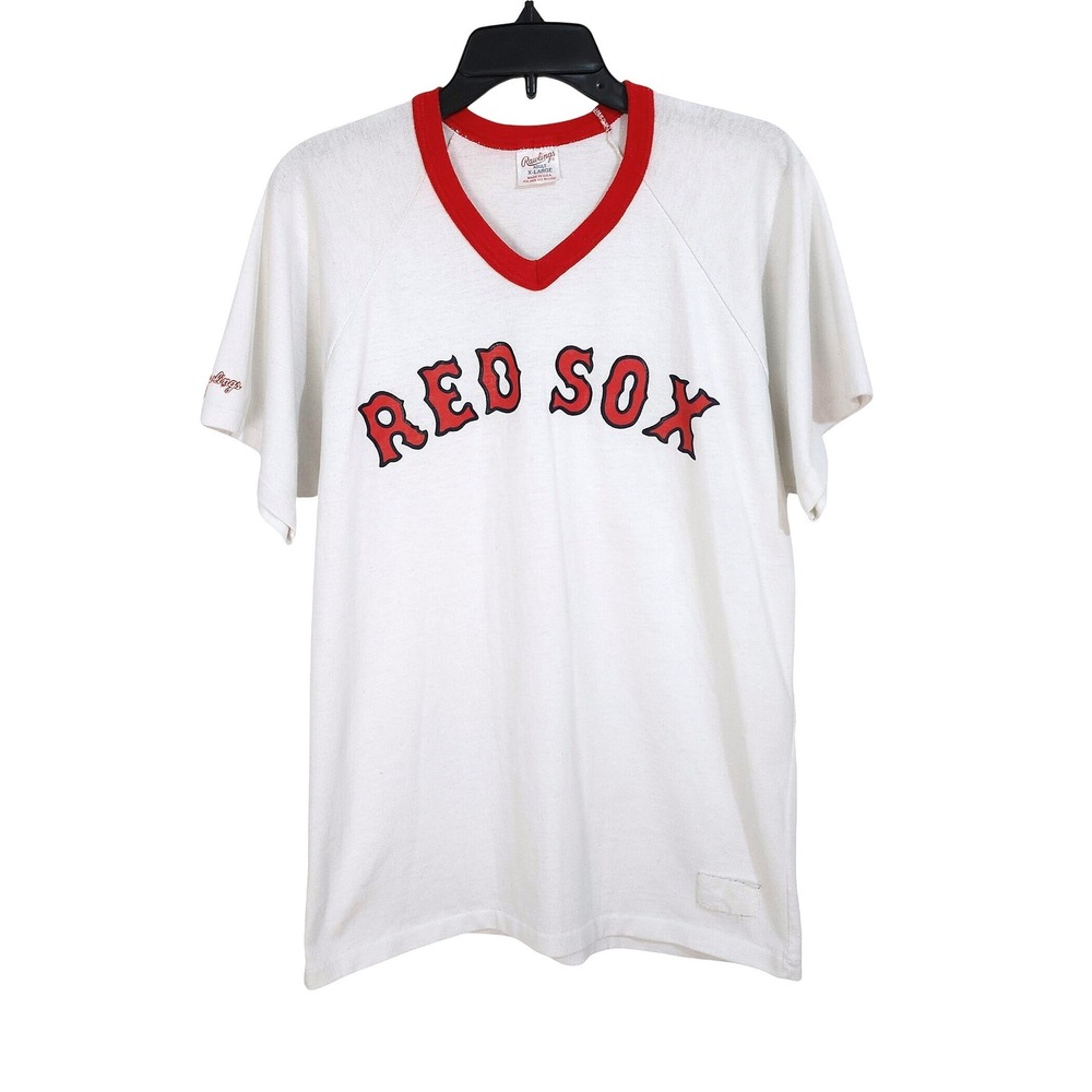 Vintage 80s Rawlings Boston Red Sox Ringer Jersey Mens XL Single Stitch USA Made